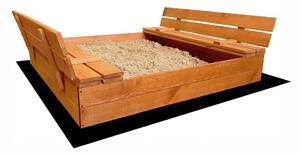 Groapă de nisip pentru copii impregnată cu bănci