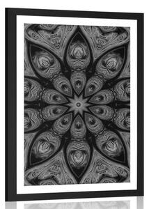 Poster cu passepartout Mandala hipnotică în design alb-negru