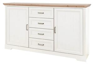Comoda JASMIN, alb/stejar artisan, PAL, 164x41x90 cm