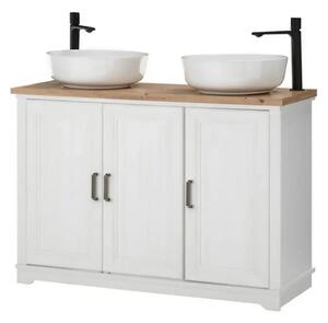 Dulap baie JASMIN, alb/stejar artisan, 116x47x74 cm