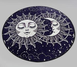 Covoras baie ATEN DJT, 80x80 cm, forma rotunda, poliester, albastru in