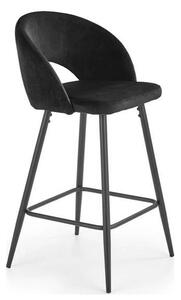 Scaun bar 65 cm H96, negru - HLR 66, stofa catifelata/otel