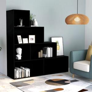 Bibliotecă/Separator cameră, negru 155x24x160 cm lemn prelucrat