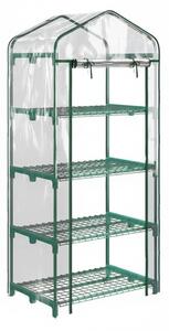 Sera verticala pentru plante cu rastel cu 4 rafturi, structura din otel si PVC alb, pentru balcon si terasa, 69x50x165 cm