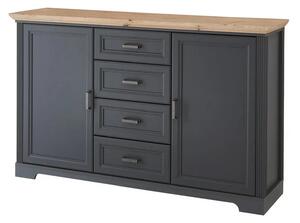 Comoda JASMIN, gri grafit/stejar artisan, PAL, cu 2 usi si 4 sertare
