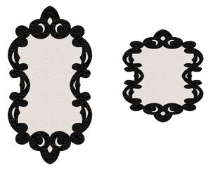 Set 2 covorase baie 394ANR1613, forma atipica, poliester, crem/negru
