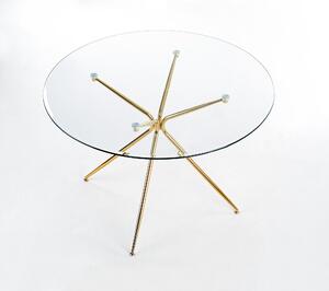Masa RONDO, auriu/transparent, sticla/otel, 110x110x74 cm
