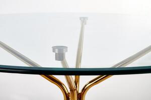 Masa RONDO, auriu/transparent, sticla/otel, 110x110x74 cm