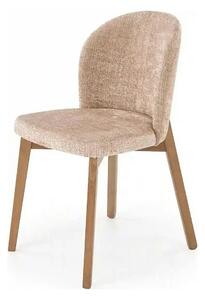 Scaun BASSO, bej - Cremona 14/nuc, stofa catifelata/lemn, 48x56x86 cm