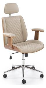 Scaun birou TIMBER, nuc/bej, piele ecologica/placaj indoit, 72x68x114/
