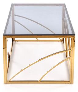 Masuta cafea Universe, transparent/auriu, sticla/otel, 120x60x45 cm