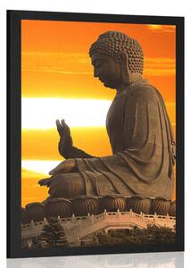 Poster cu passepartout statuie lui Buddha la apus de soare