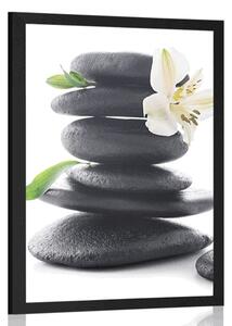 Poster pietre Zen cu un crin