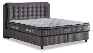 Pat Lateks Comfort 180X200, stofa gri, cu somiera si lada pentru depoz
