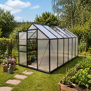 Furnigo Solară de grădină 380x190x195 cm + bază - negru