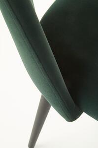 Scaun tapitat K384, verde/negru, stofa catifelata/metal, 54x57x84 cm