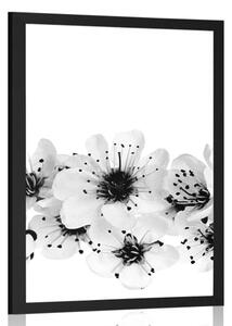Poster flori de cireș în design alb-negru