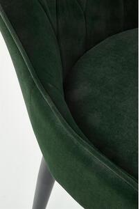 Scaun tapitat K366, verde inchis/negru, stofa catifelata/metal, 52x58x