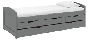 Pat extensibil MARINELLA NEW 90x200, gri, lemn/metal, cu somiera si se