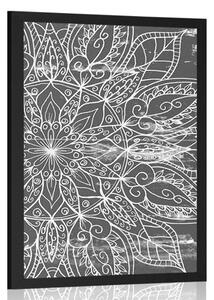 Poster textura Mandalei în design alb-negru