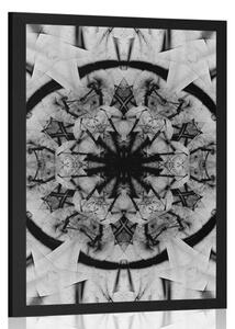 Poster abstracție Mandalei în design alb-negru