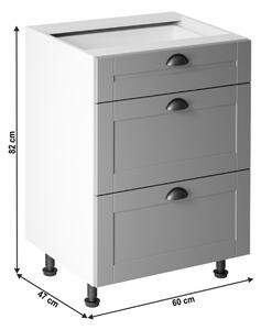 KONDELA Cabinet inferior cu sertare, gri mat/alb, LAYLA D60S3