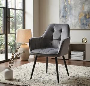 Scaun living din catifea si picioare metalice Pera