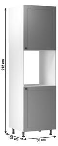KONDELA Dulap înalt pentru cuptor încorporabil, gri mat/alb, universal, LAYLA D60P