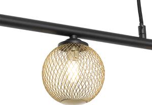 Lampă modernă suspendată neagră cu aur 100 cm 5 lumini - Athens Wire