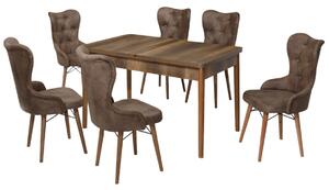 Lord Set Masa 80*170 Extensibila si Scaune 6 bucati Maro