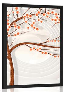 Poster copac modern pe fundal abstract