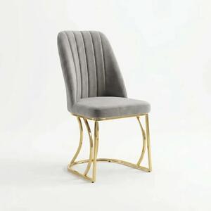 Scaun Lux Malaga, pentru sufragerie, bucătărie, tapițat cu material textil, picioare din metal auriu, Ho Re Ca
