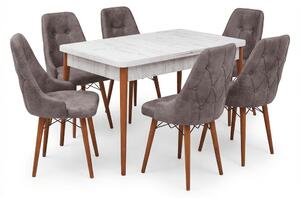 Eros Set Masa 80*170 Extensibila si Scaune 6 bucati Gri