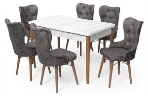 Lord Set Masa 80*170 Extensibila si Scaune 6 bucati Gri