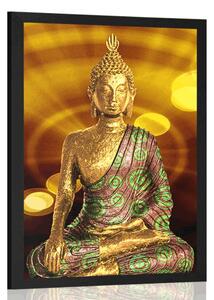 Poster Statuie lui Buddha cu fundal abstract