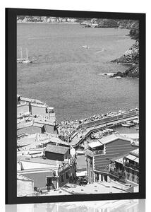 Poster coasta frumoasă a Italiei în design alb-negru