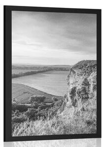 Poster biserică istorică lângă Nitra în design alb-negru