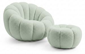 Fotoliu design BLOOM cu taburet, verde deschis