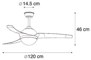 Ventilator de tavan din oțel cu telecomandă - Bora 52