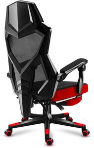 Scaun gaming roşu, ergonomic, cu suport pentru picioare COMBAT 3.0
