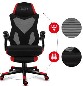 Scaun gaming roşu, ergonomic, cu suport pentru picioare COMBAT 3.0