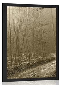 Poster potecă spre pădure în sepia