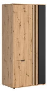 Dulap VABRES, stejar artisan/negru mat, PAL laminat, 91x56x196 cm