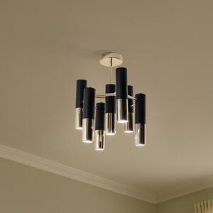 Domiluce Plafonieră Orino, negru/auriu, metal, 7 becuri, GU10, reglabil, Auriu / Alamă, Camera de zi / sufragerie, Metal, Modern