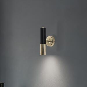 Domiluce Aplică de perete Orino, negru/auriu, metal, GU10, reglabil, Auriu / Alamă, Camera de zi / sufragerie, Metal, Modern
