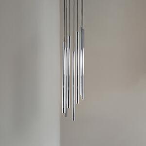 SIGMA Lampă suspendată Sopel Lux, 7 becuri, rotundă, negru/argintiu, G9, reglabil, Gri, Camera de zi / sufragerie, Metal, Modern