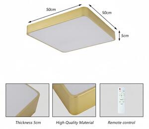 Brilagi - Plafonieră LED POOL, 48 W, 230 V, 3000/4000/6000 K, 50 x 50 cm, aurie