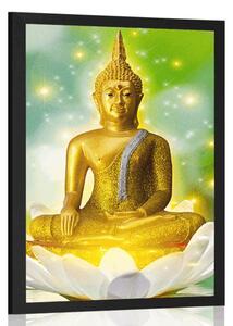 Poster Buddha de aur pe o floare de lotus