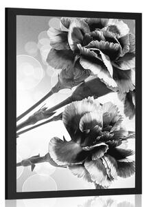 Poster floare de garoafă în design alb-negru