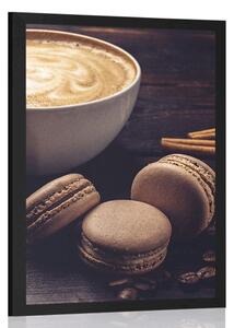 Poster cafea cu macarons de ciocolată